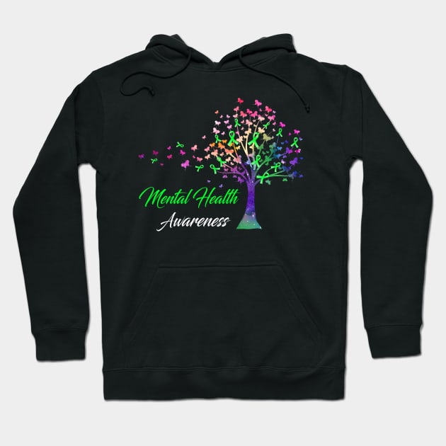 Tree Ribbons Mental Health Awareness Support Mental Health Warrior Gifts Hoodie by ThePassion99